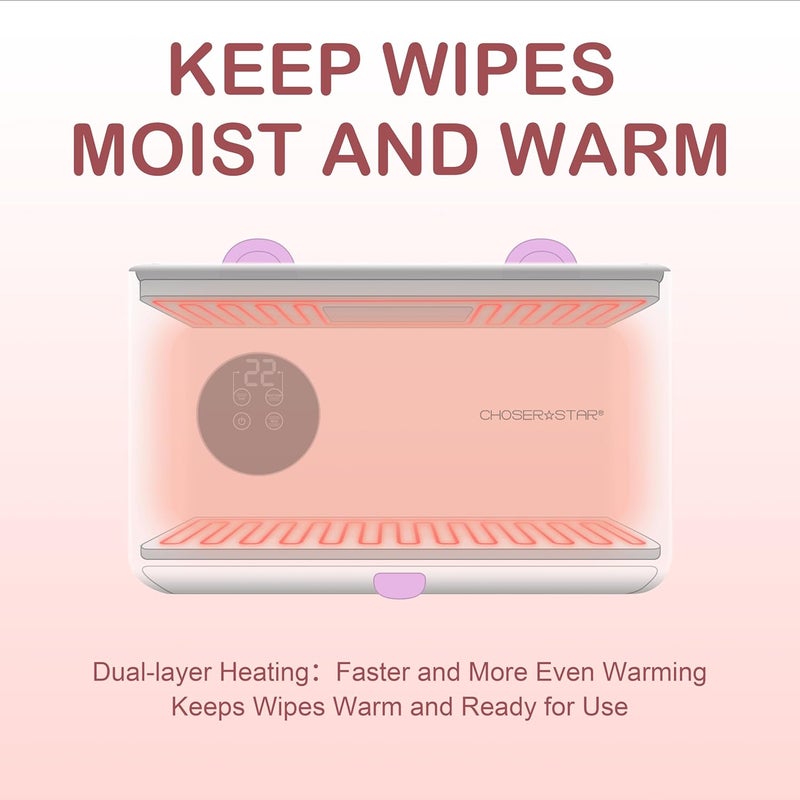 ChoserStar Store Wipe Warmer for Baby – Cat Ear Baby Wipe Warmer – Dual Layer with Face Mask Heating, 4 Temperature Settings, Upper & Lower Zone Control, Large Capacity, Constant Warmth for Newborn Night Care - Image 3